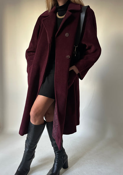 Burgundy wool and cachemire coat