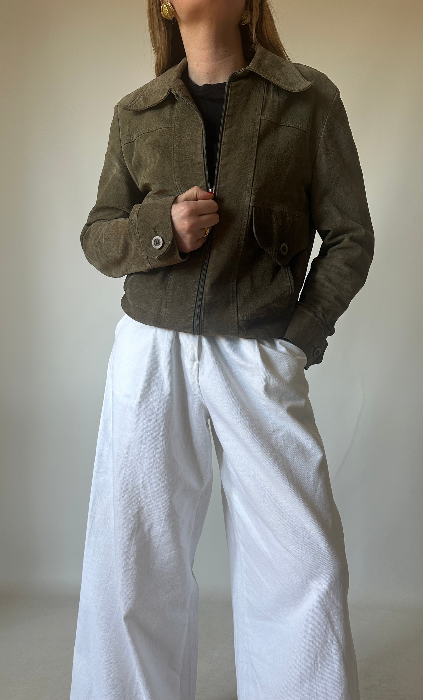 Verdone petite suede bomber