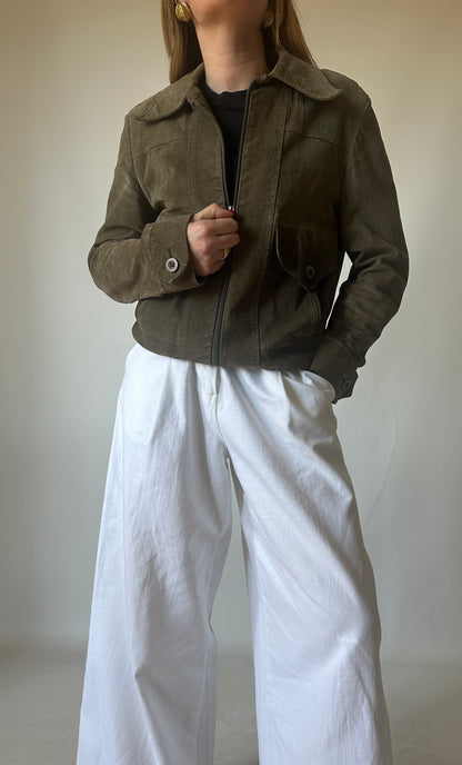 Verdone petite suede bomber