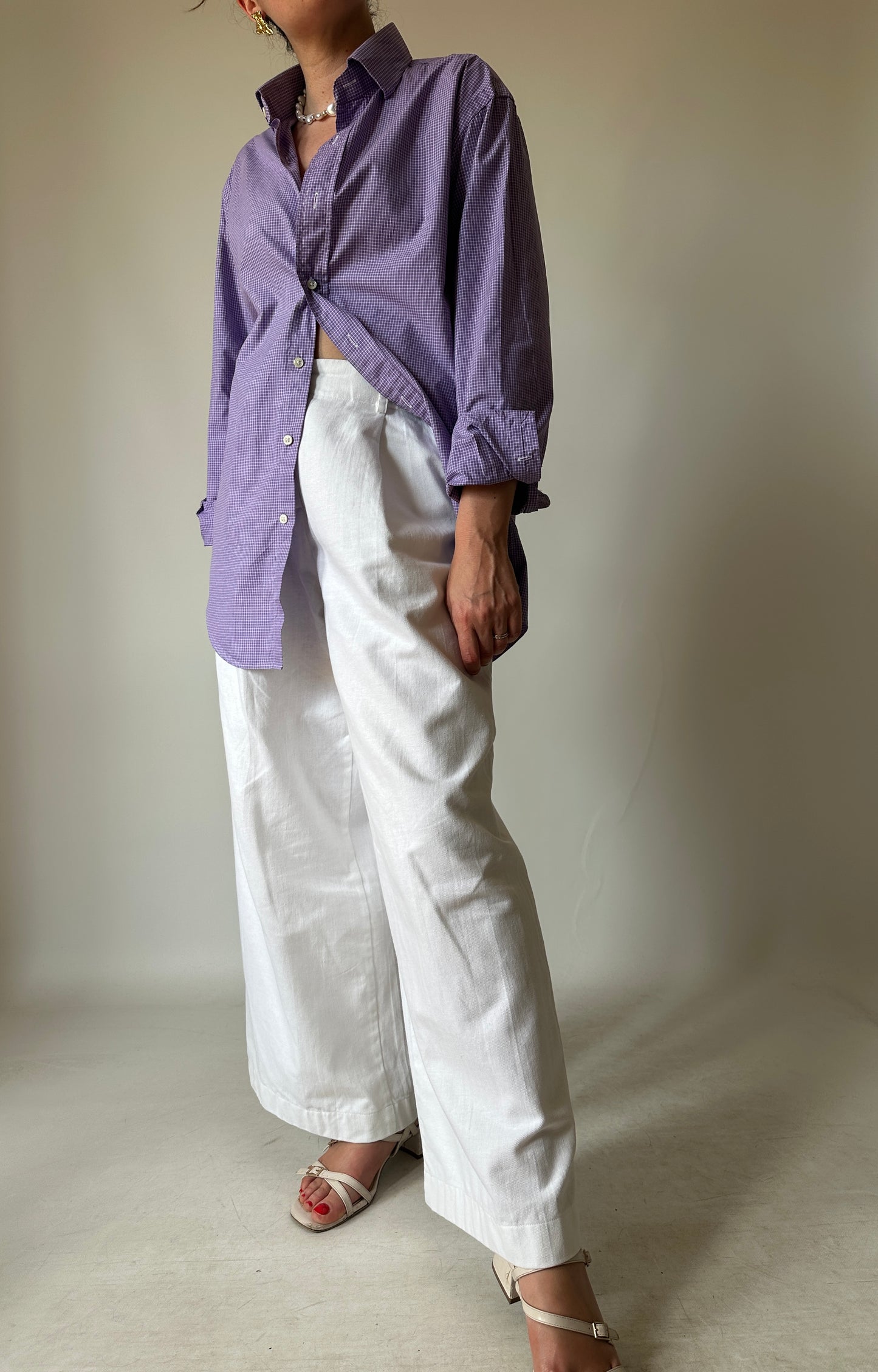 RALPH LAUREN vichy lilac shirt