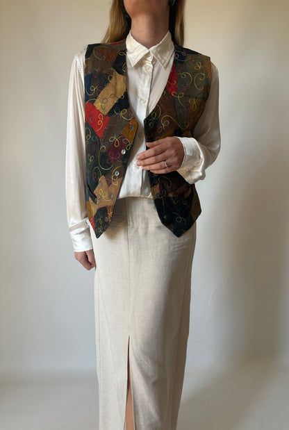 Patchwork leather vest
