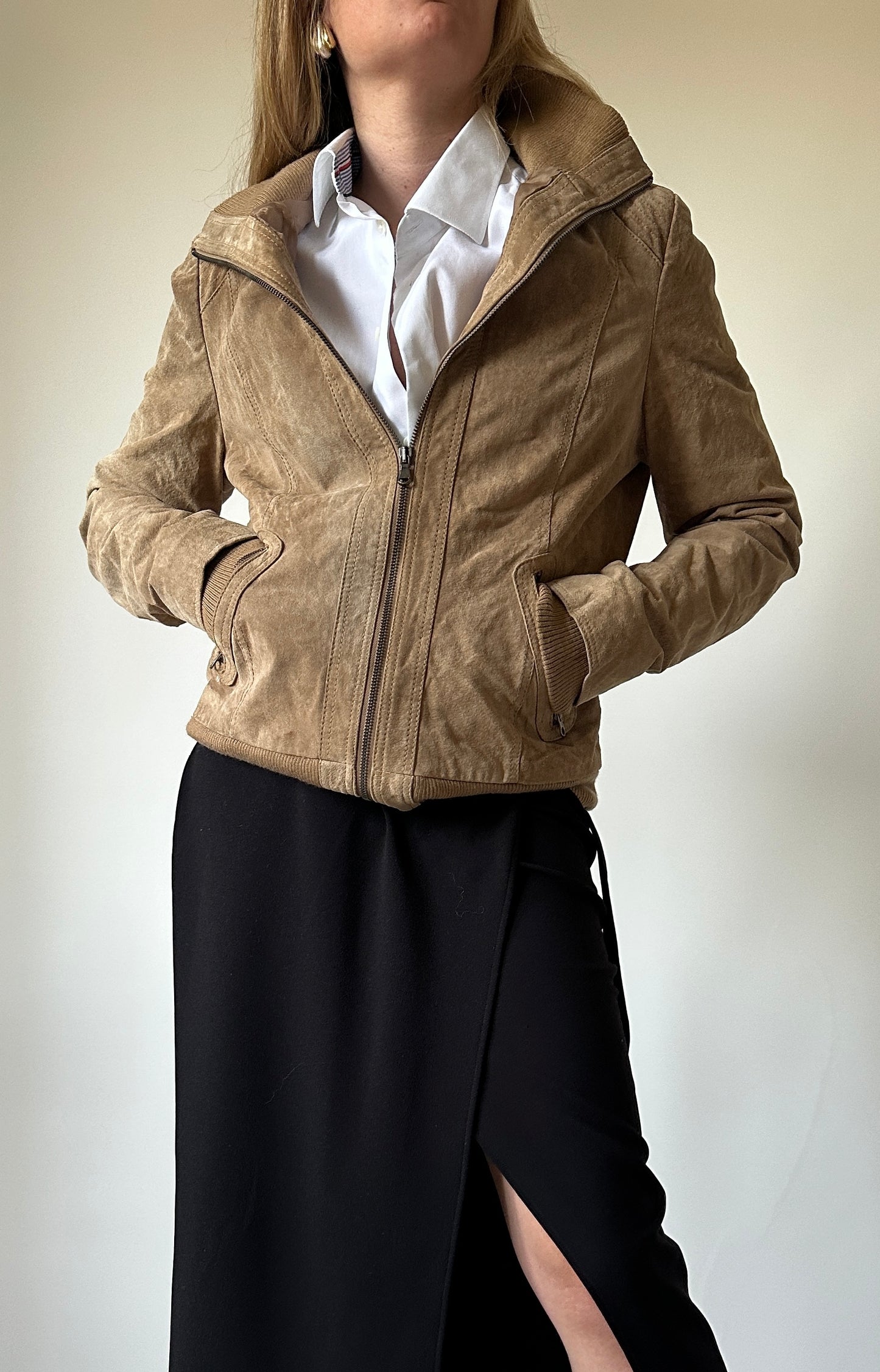Spring petite suede bomber