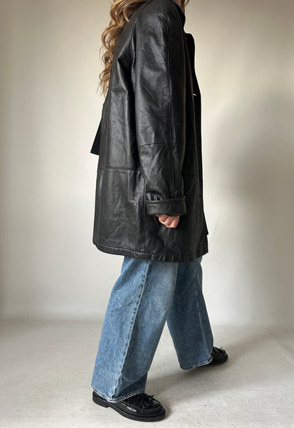 Giaccone in pelle nero