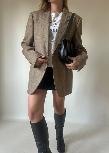 Virgin wool herringbone blazer