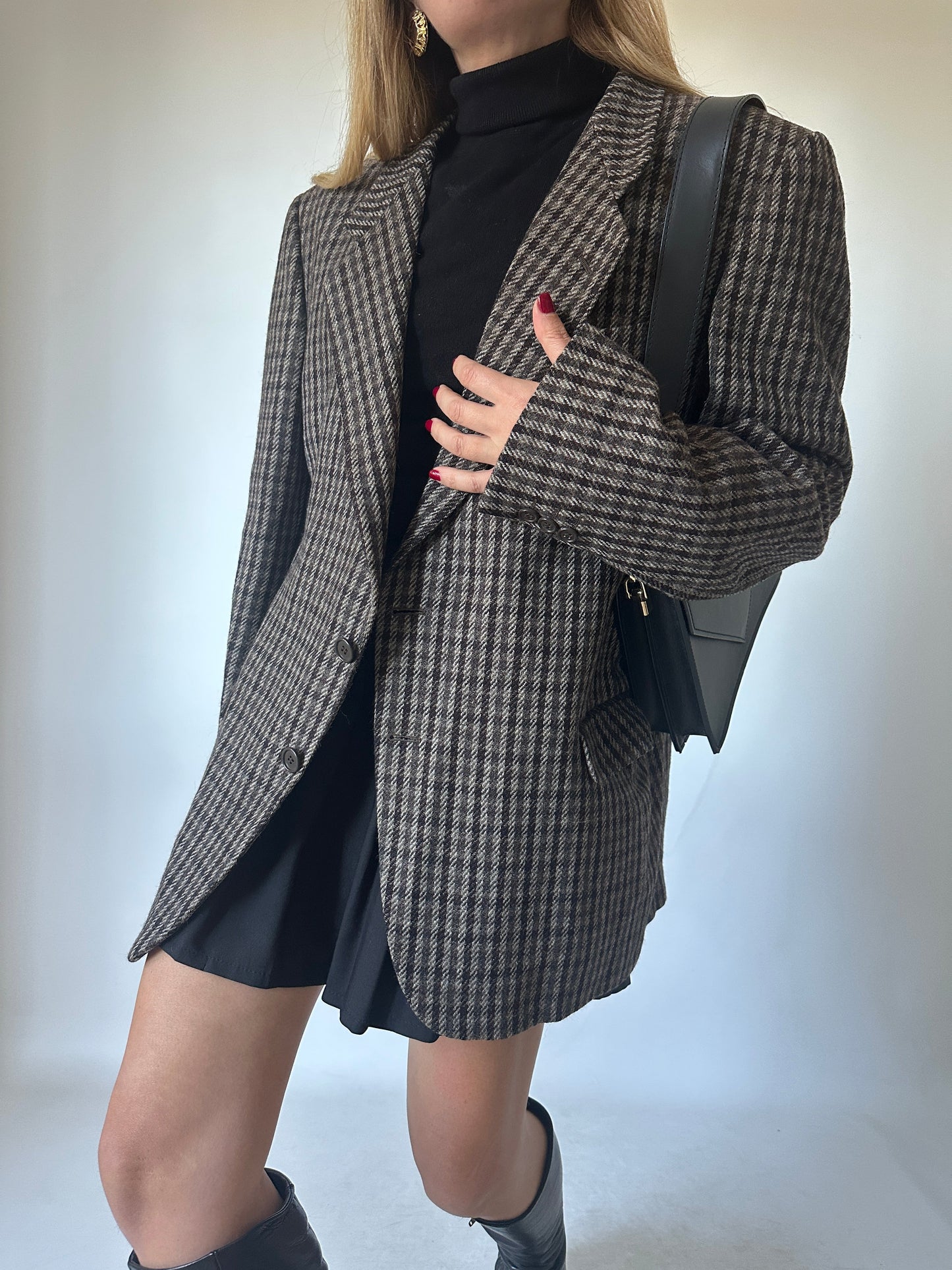 Pied de poule virgin wool brown blazer