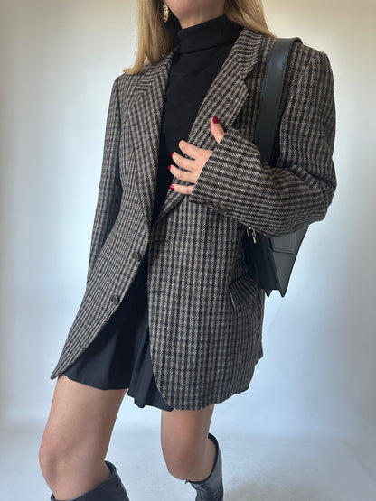 Pied de poule virgin wool brown blazer