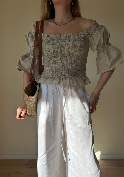 Top Dafne in lino - corda