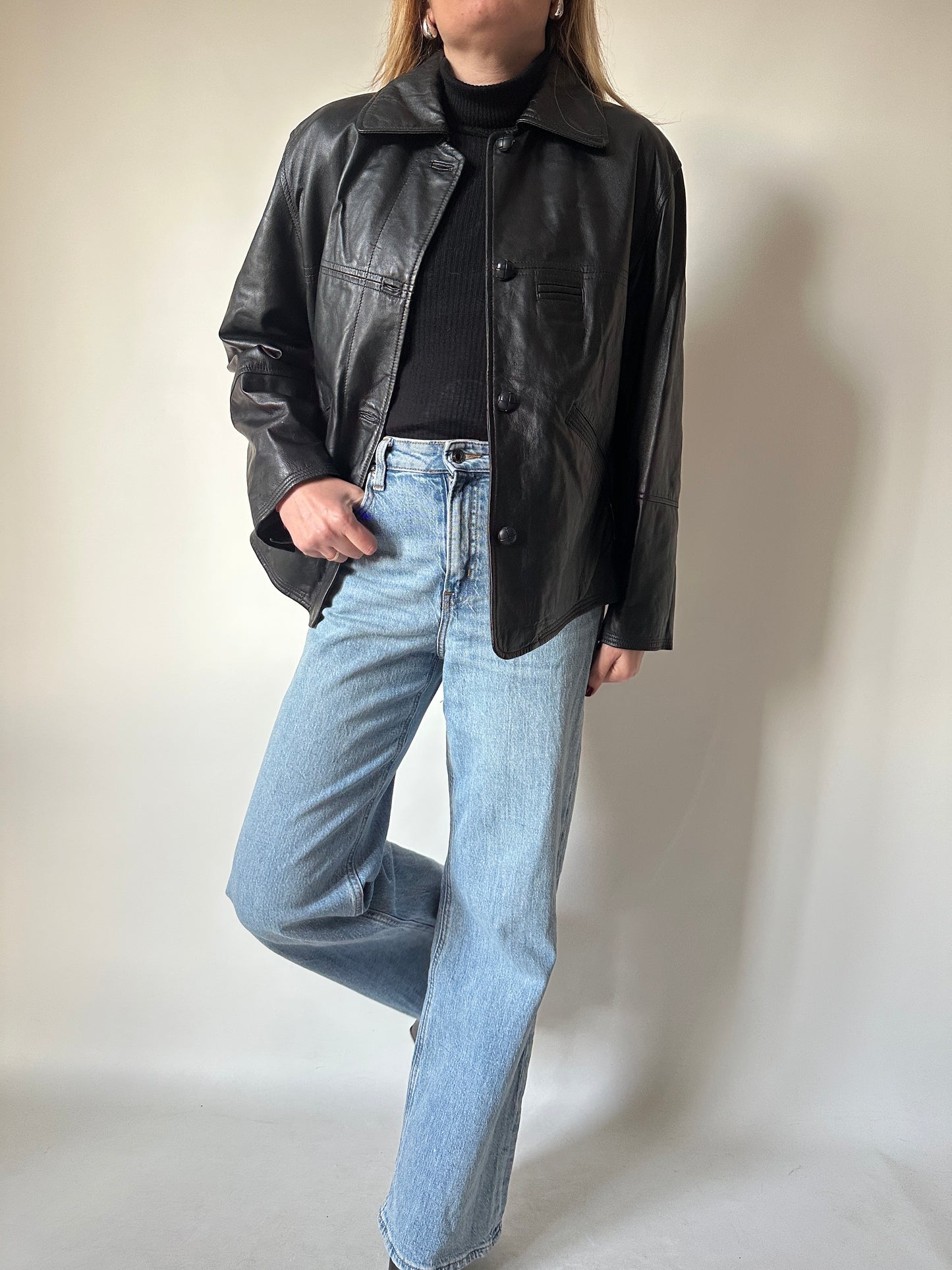 Bomber petite in pelle trapuntato
