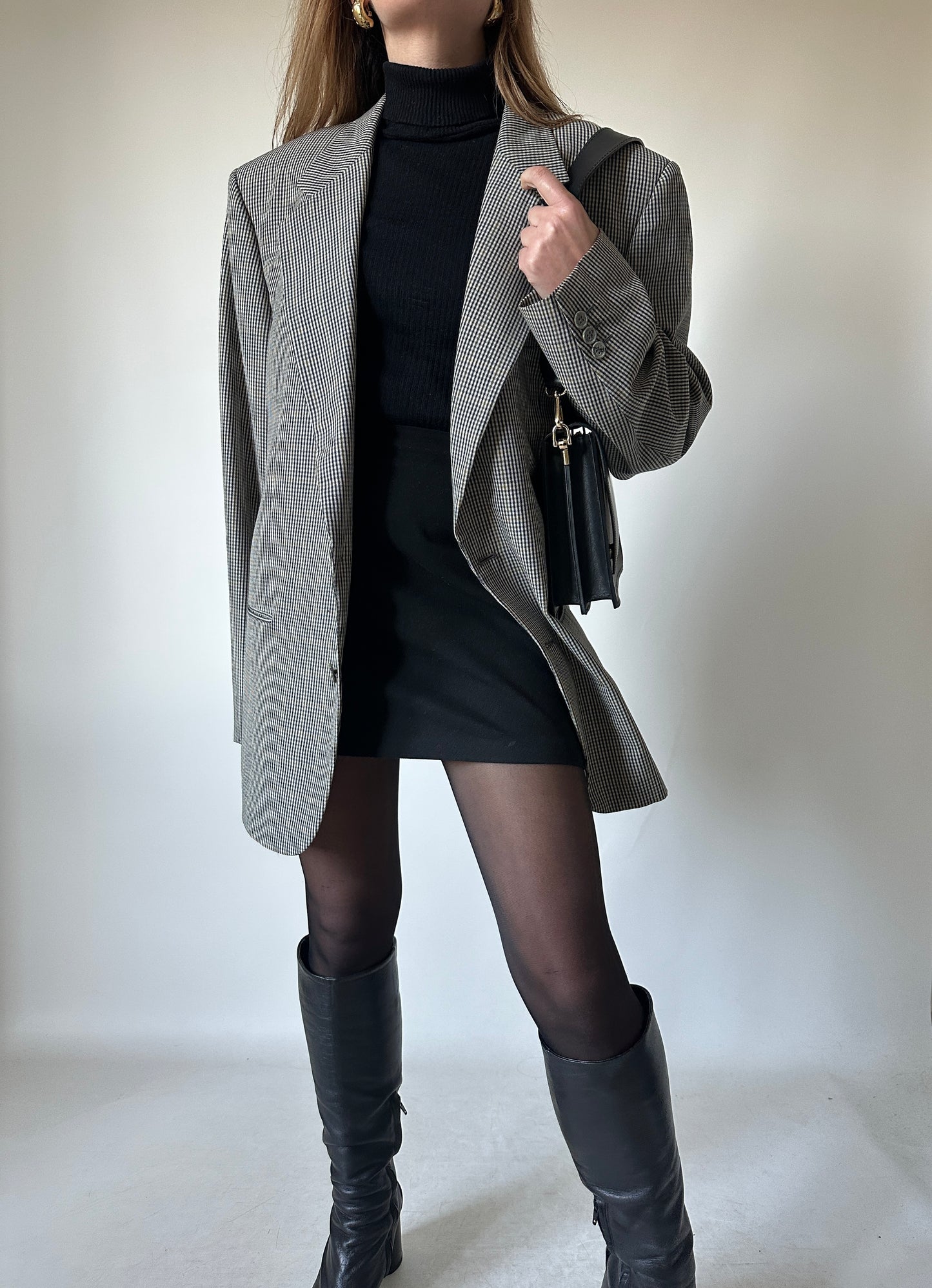 Pied de poule green oversize blazer