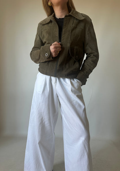 Verdone petite suede bomber