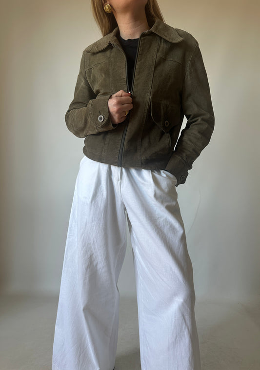 Verdone petite suede bomber