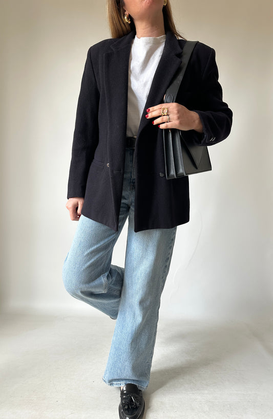 Navy wool caban