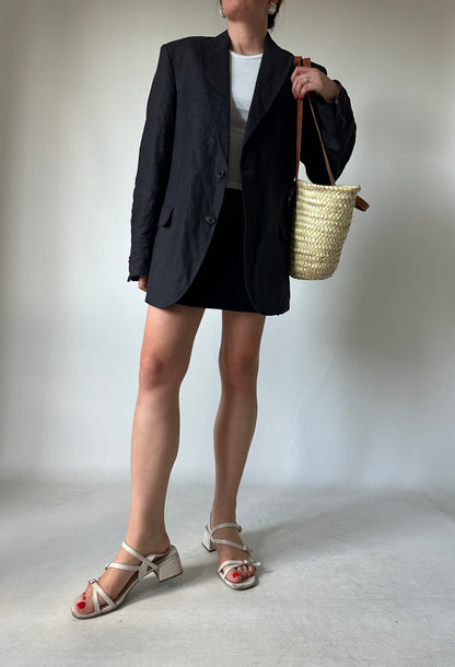 Blazer in puro lino nero