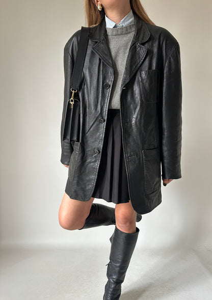 Minimal spring leather jacket