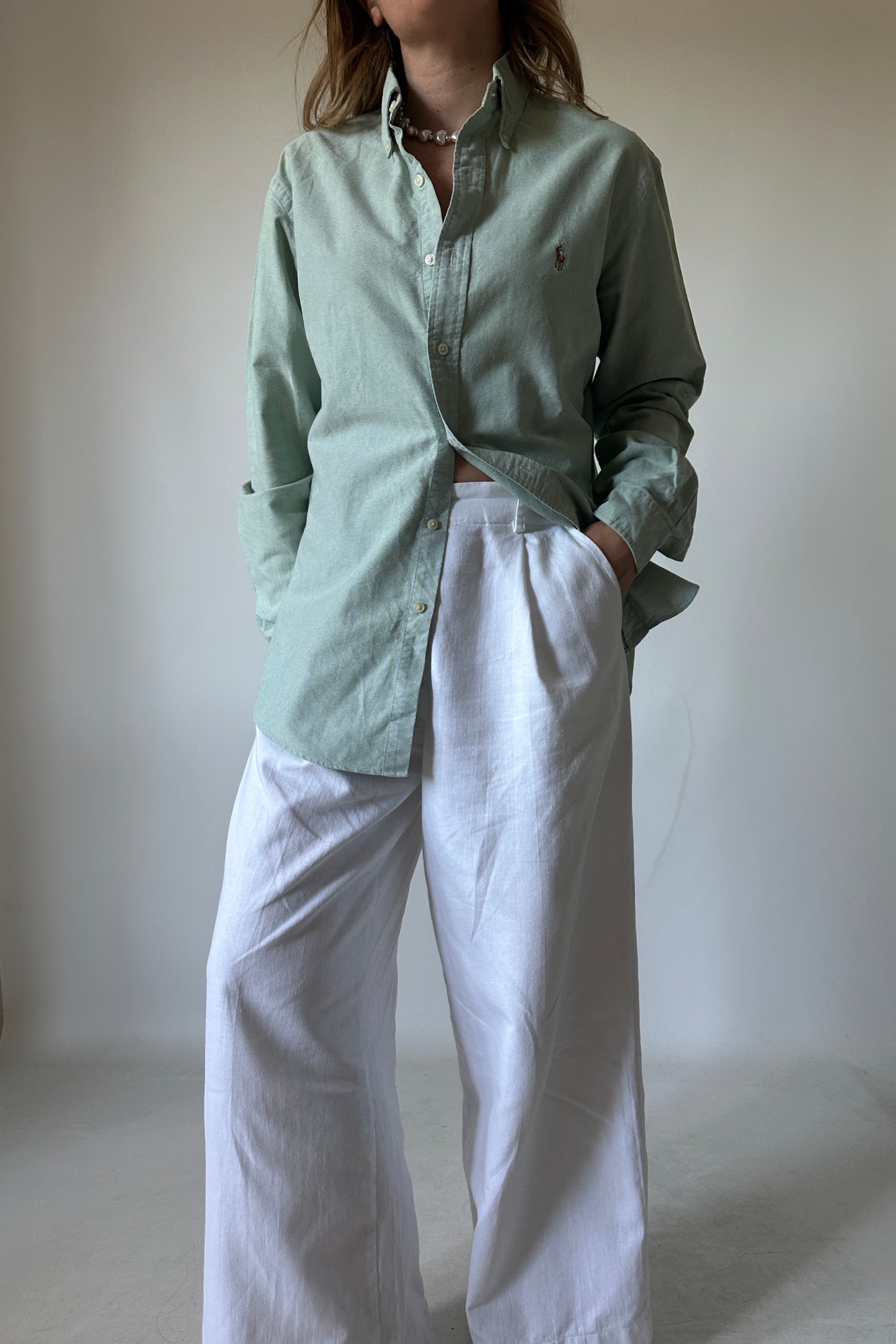 RALPH LAUREN salvia petite shirt