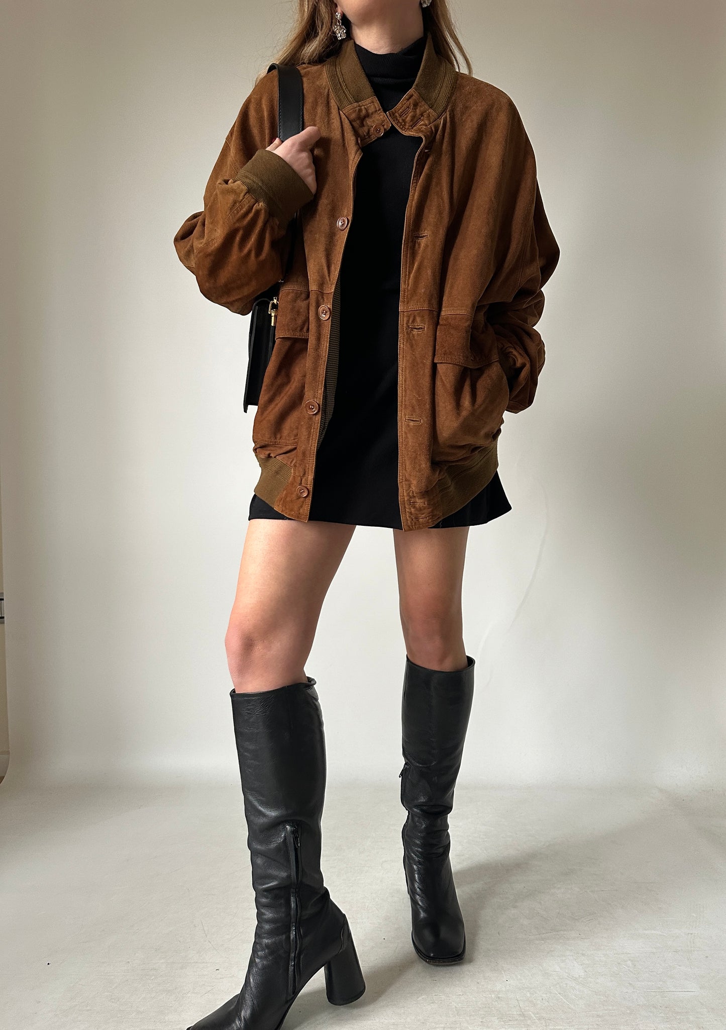 Brown suede bomber