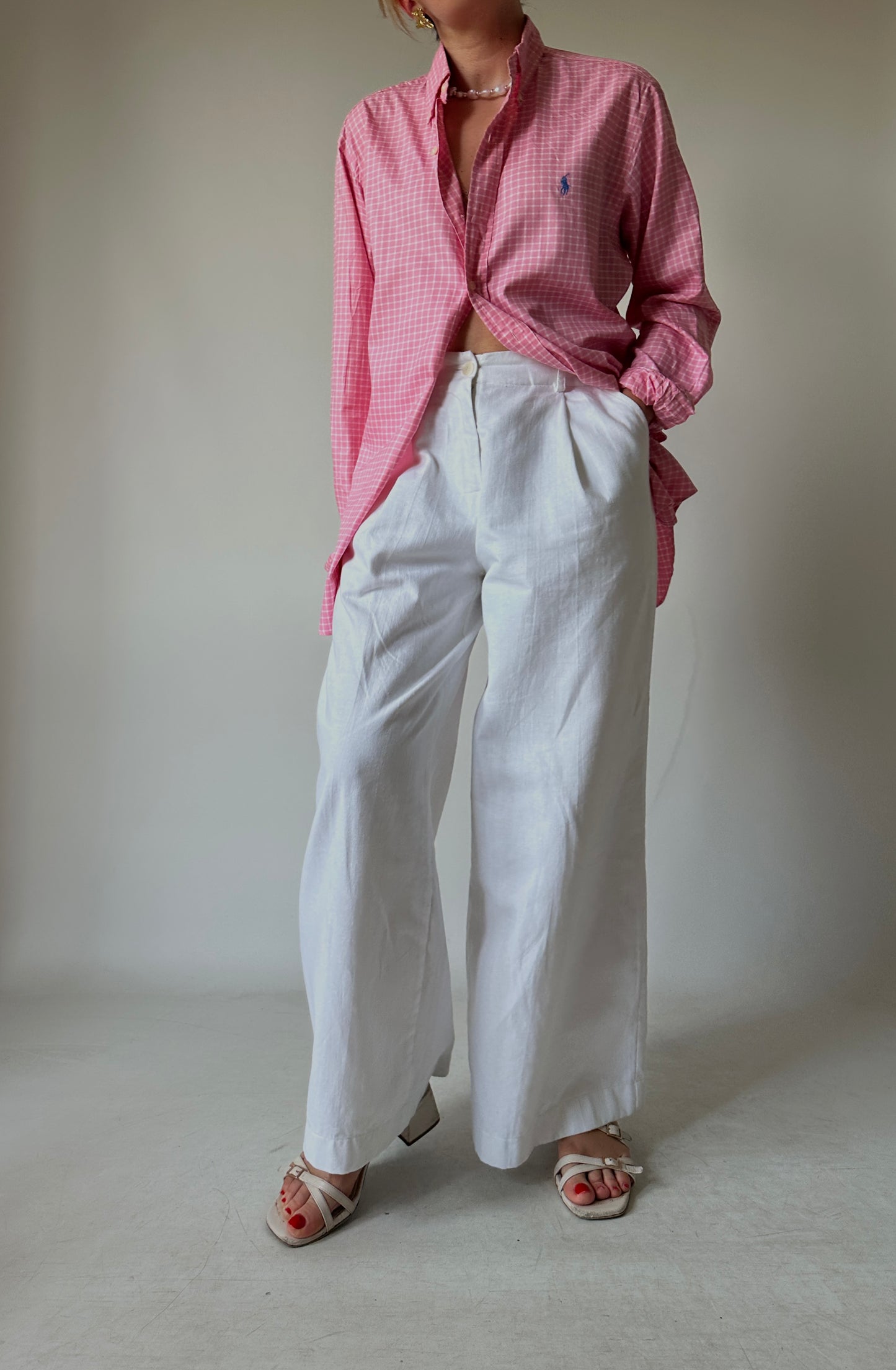 RALPH LAUREN vichy pink shirt