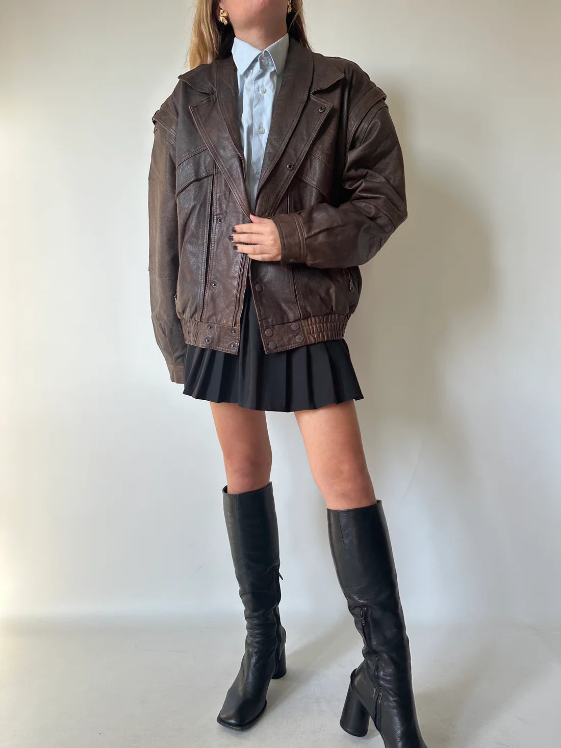 Unique chocolate distressed bomber