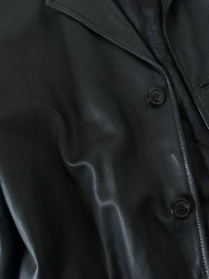 Long leather black coat