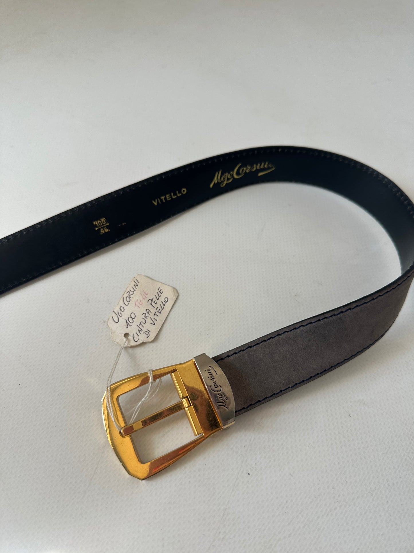 UGO CORSINI taupè leather belt - new