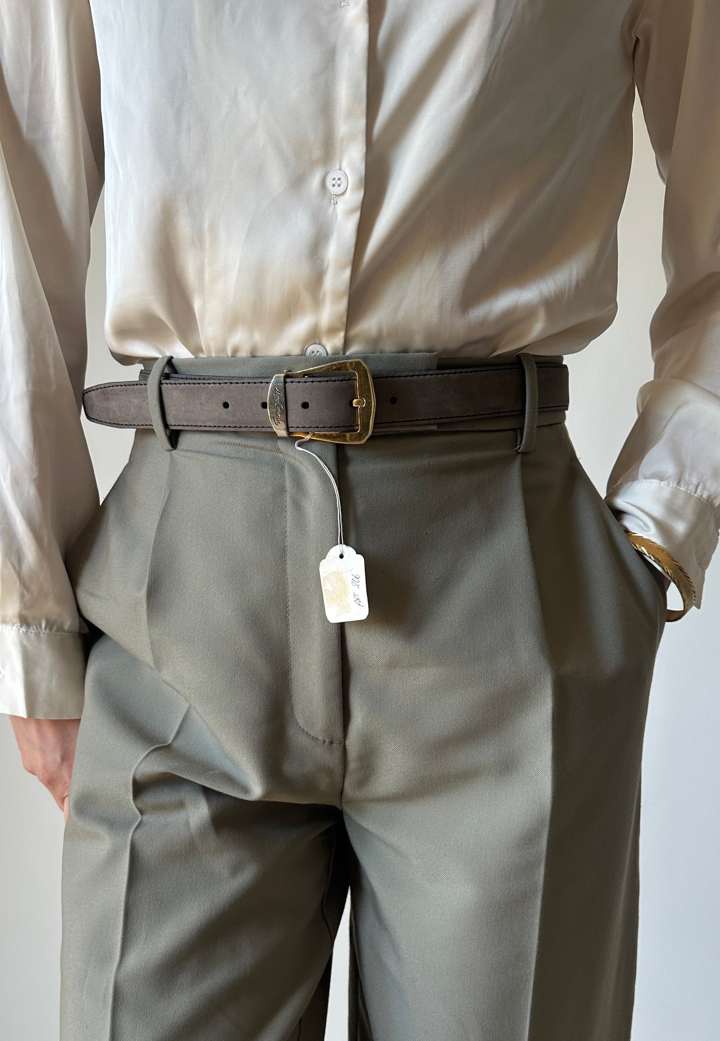 UGO CORSINI taupè leather belt - new