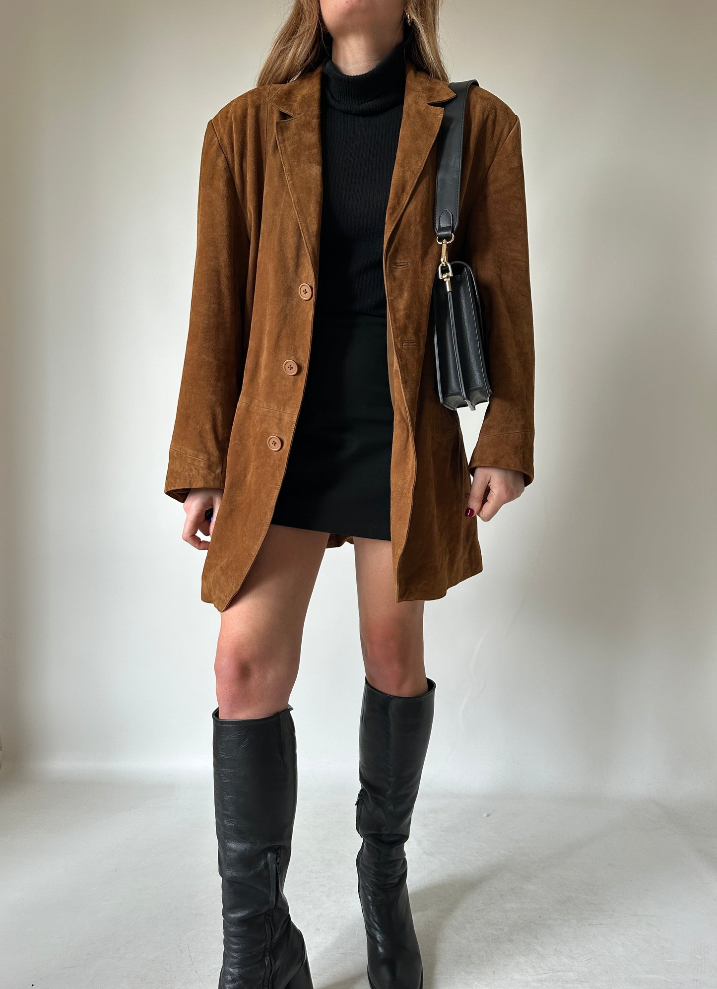 Brown real leather suede jacket