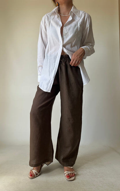 Pantalone Matilde in lino - cioccolato