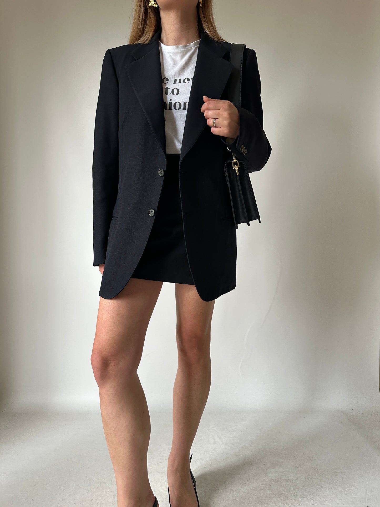 Minimal slim virgin wool blazer