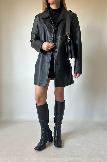 Passpartour black leather jacket