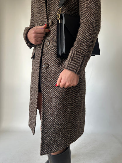 Chocolate herringbone petite coat