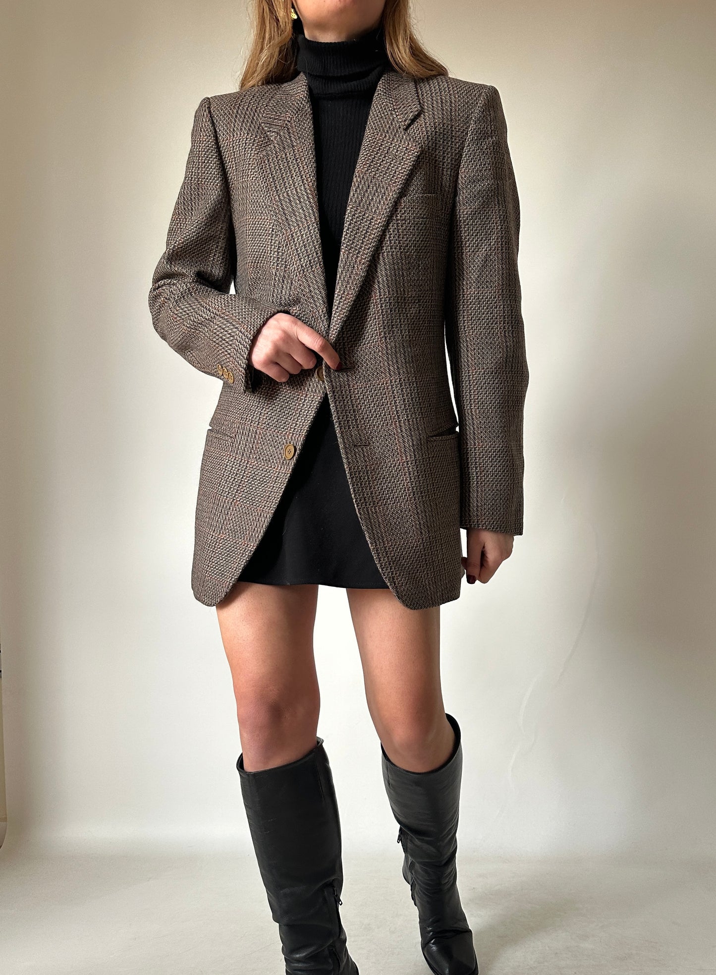 Pied de poule wool slim blazer