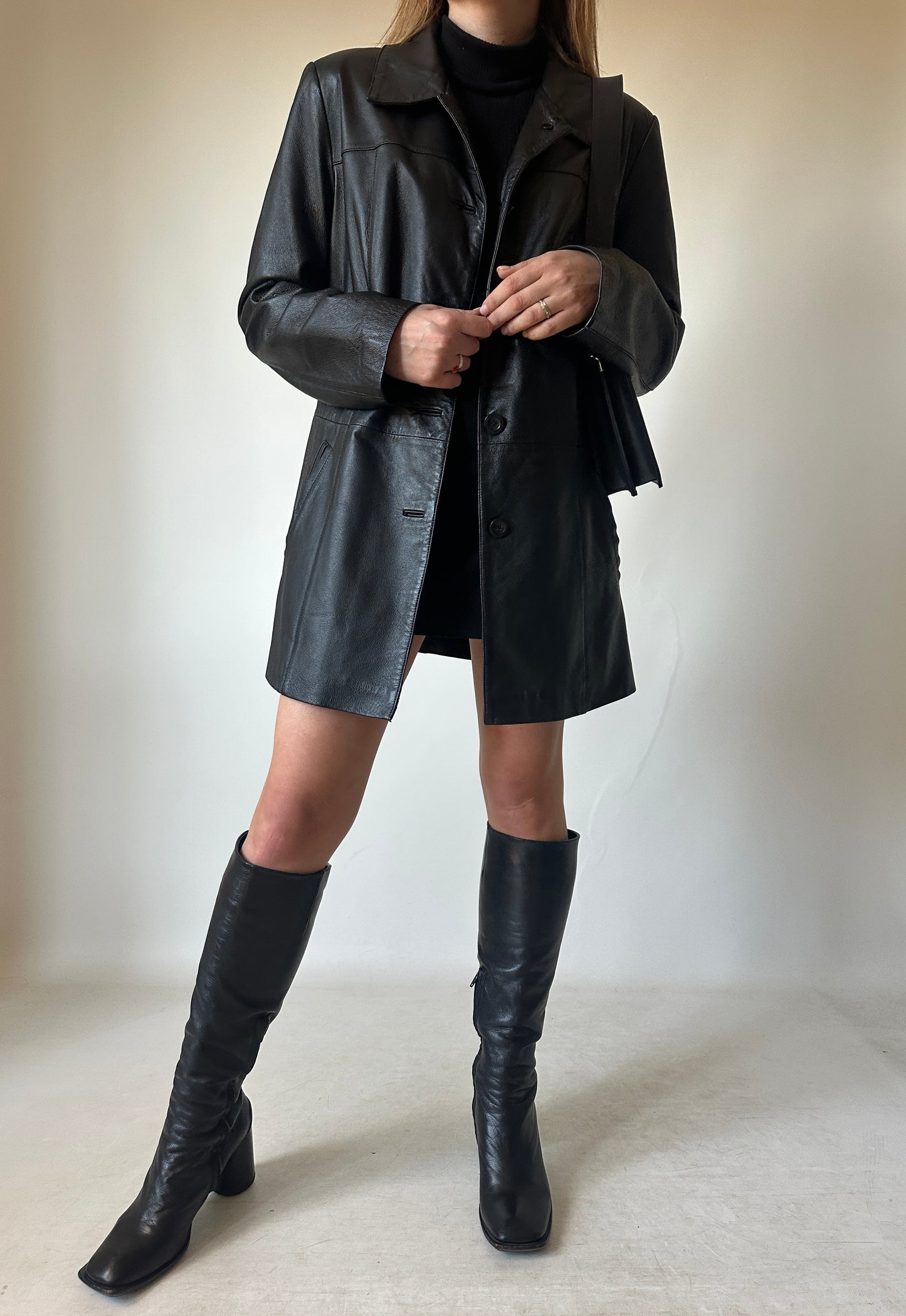 Passpartour black leather jacket