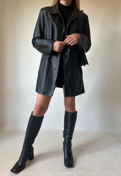 Passpartour black leather jacket