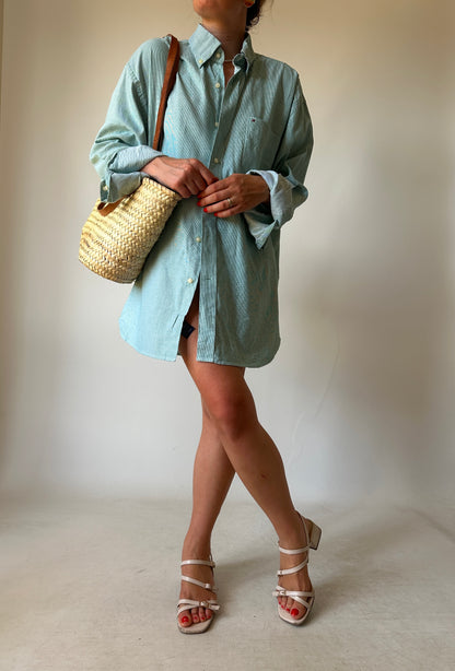 TOMMY HILFIGER oversize striped green shirt