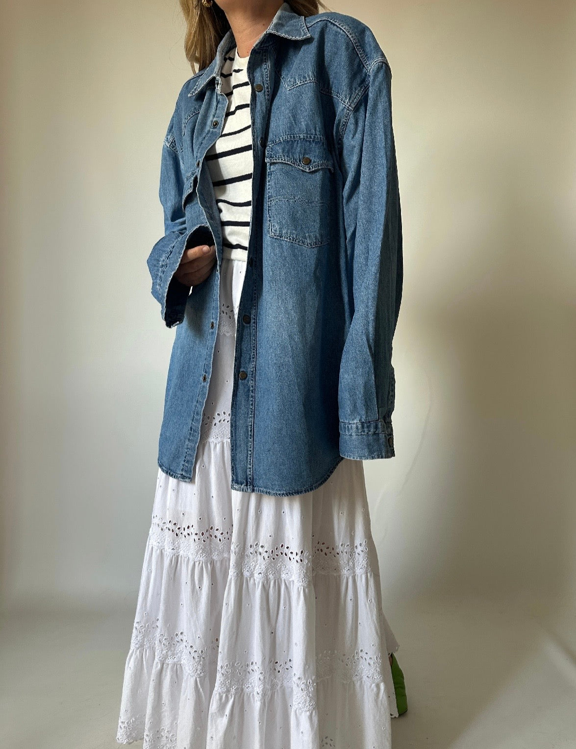 WAMPUM oversize denim shirt