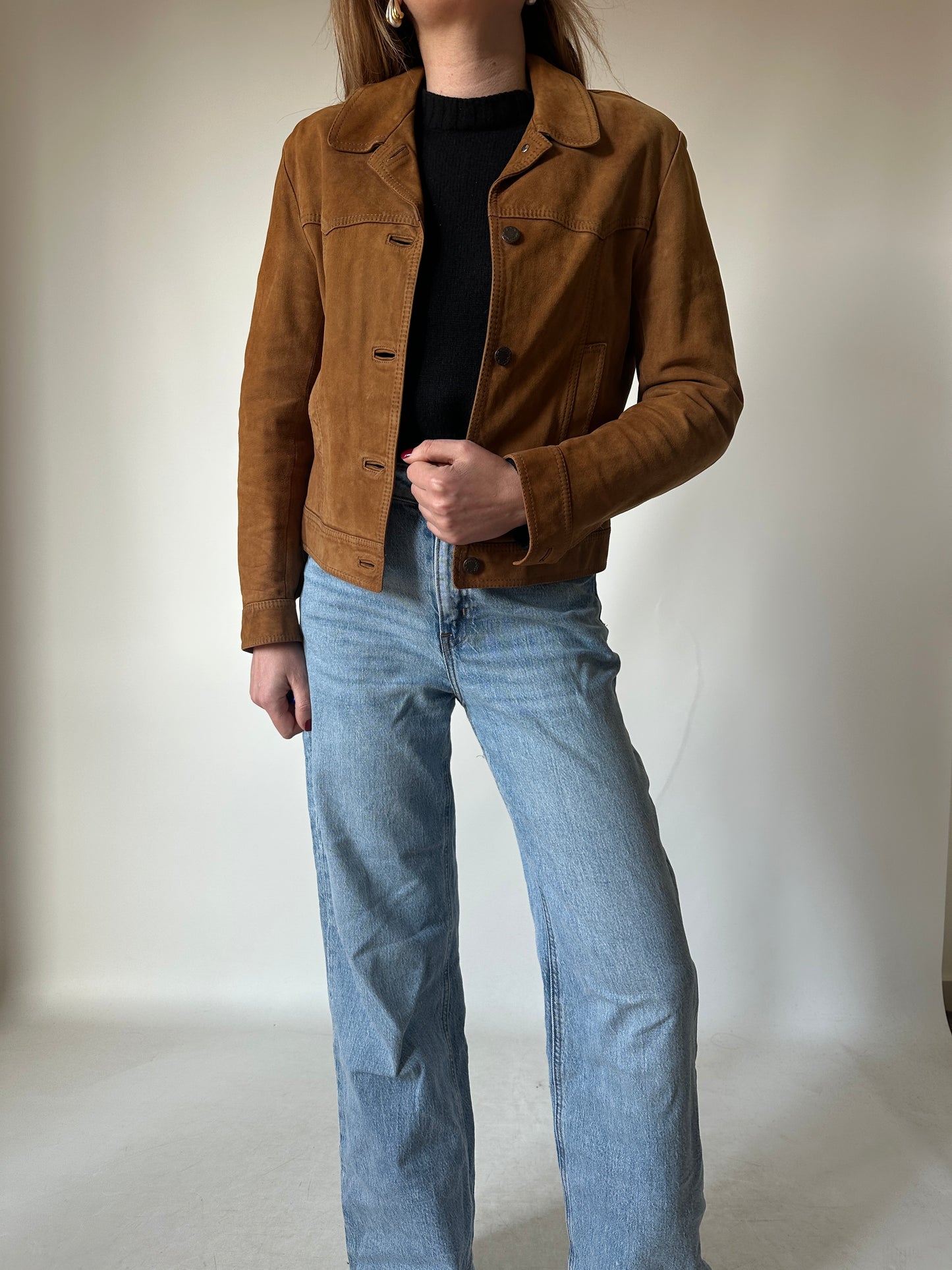 Petite suede casual jacket