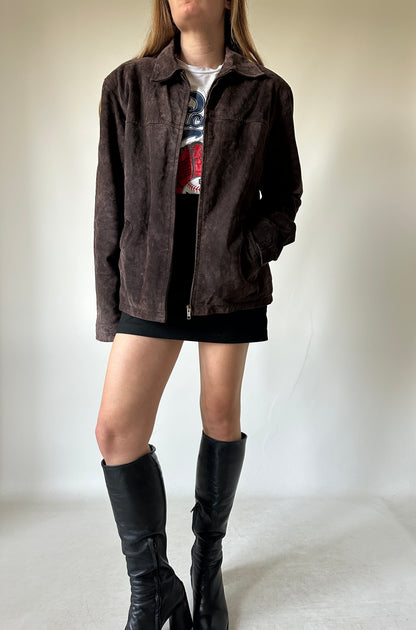 Chocolate suede petite jacket