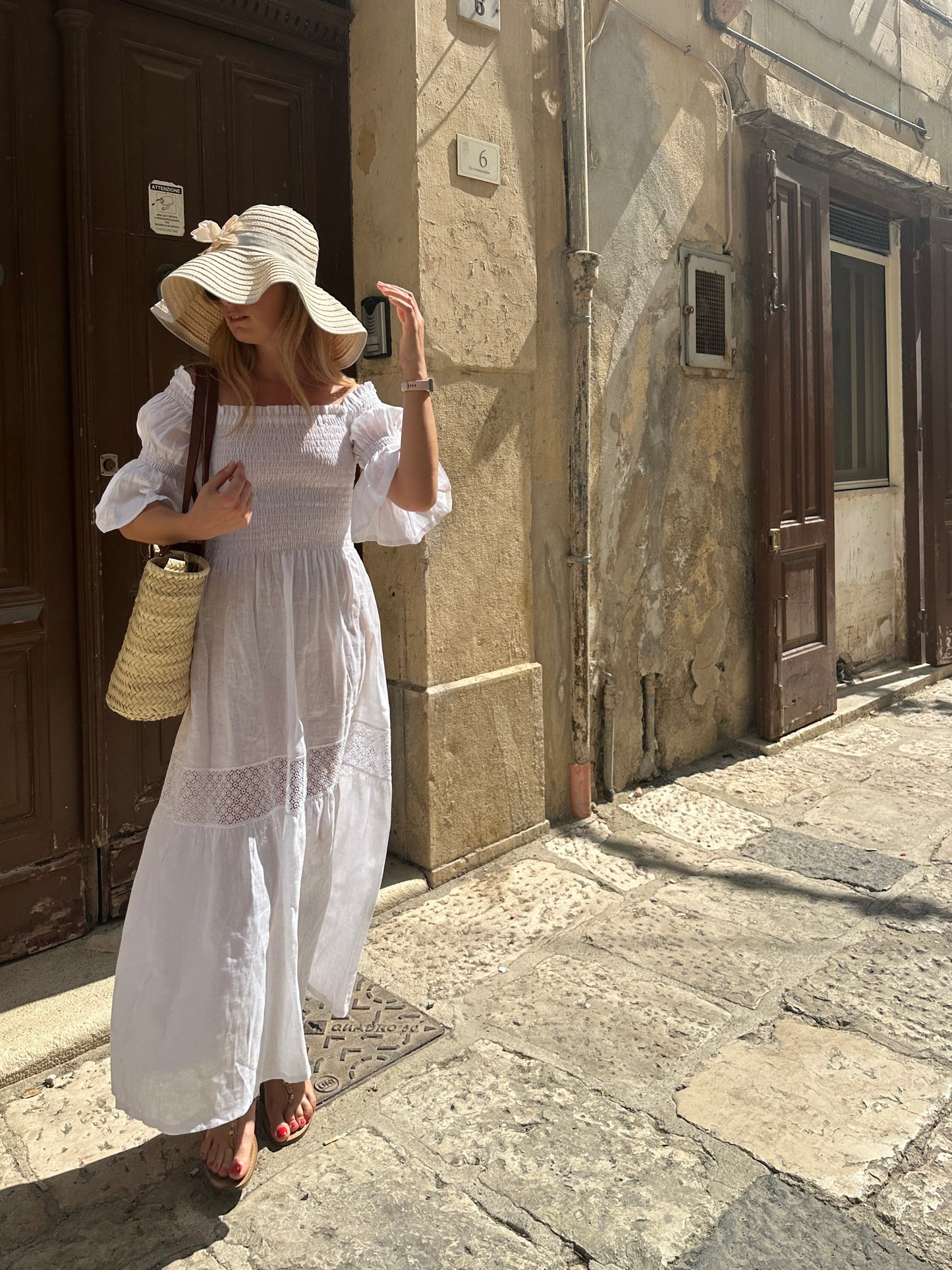Abito Isabelle in lino - bianco