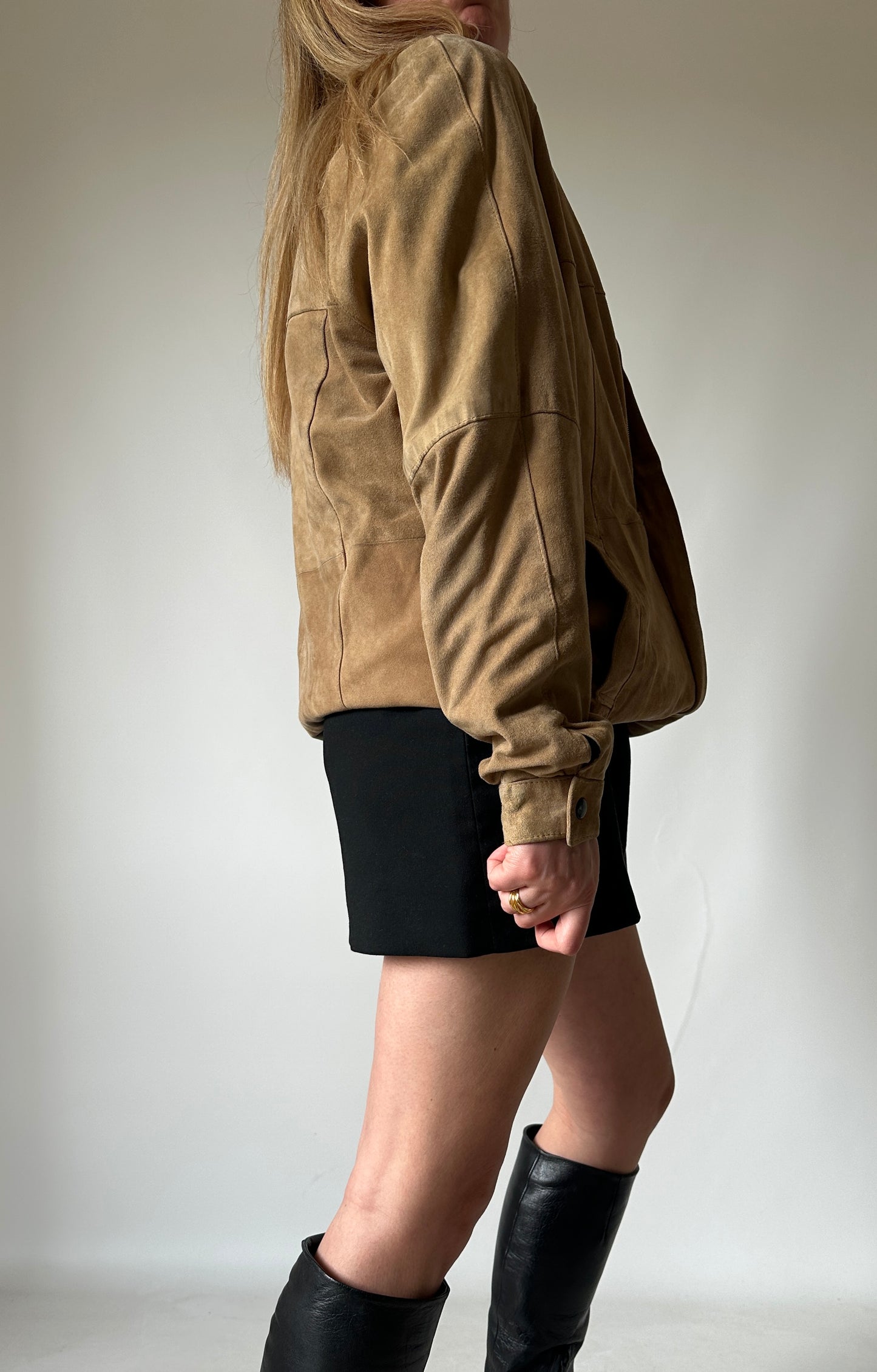 Spring suede bomber