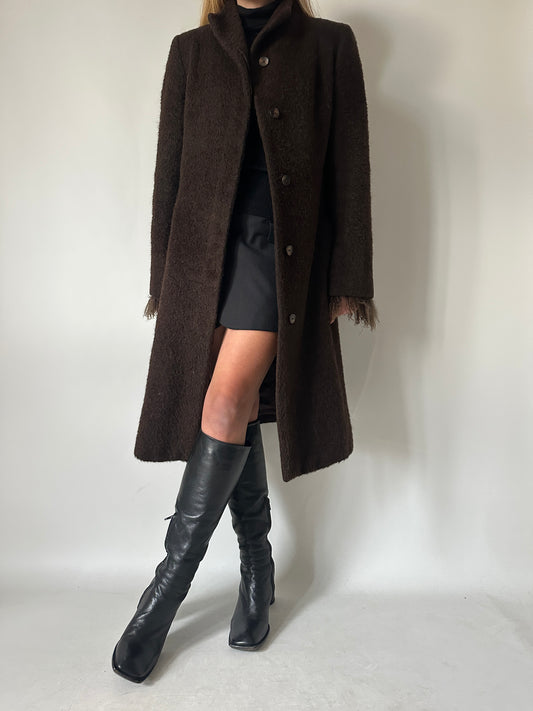 Cappotto Marella petite in lana e mongolia