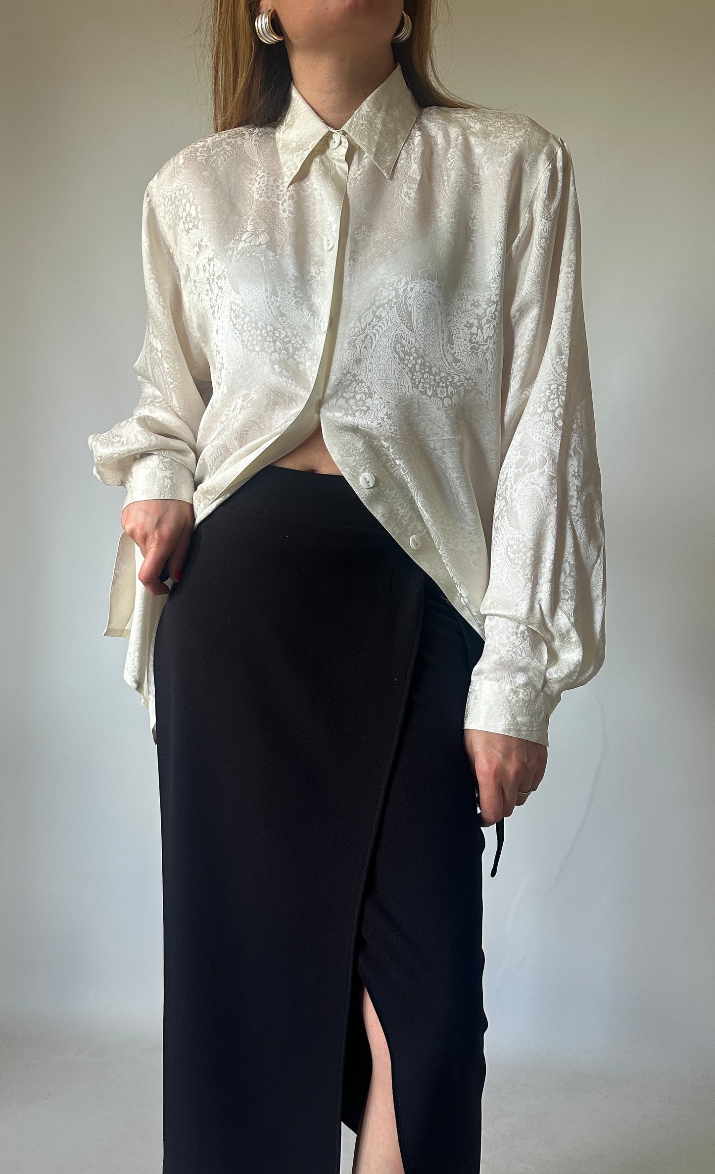 Precious jacquard pure silk shirt