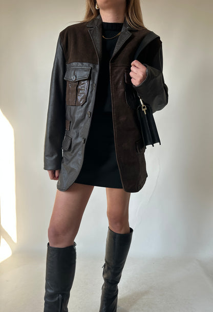 Chocolate brown and phyton utiliy jacket