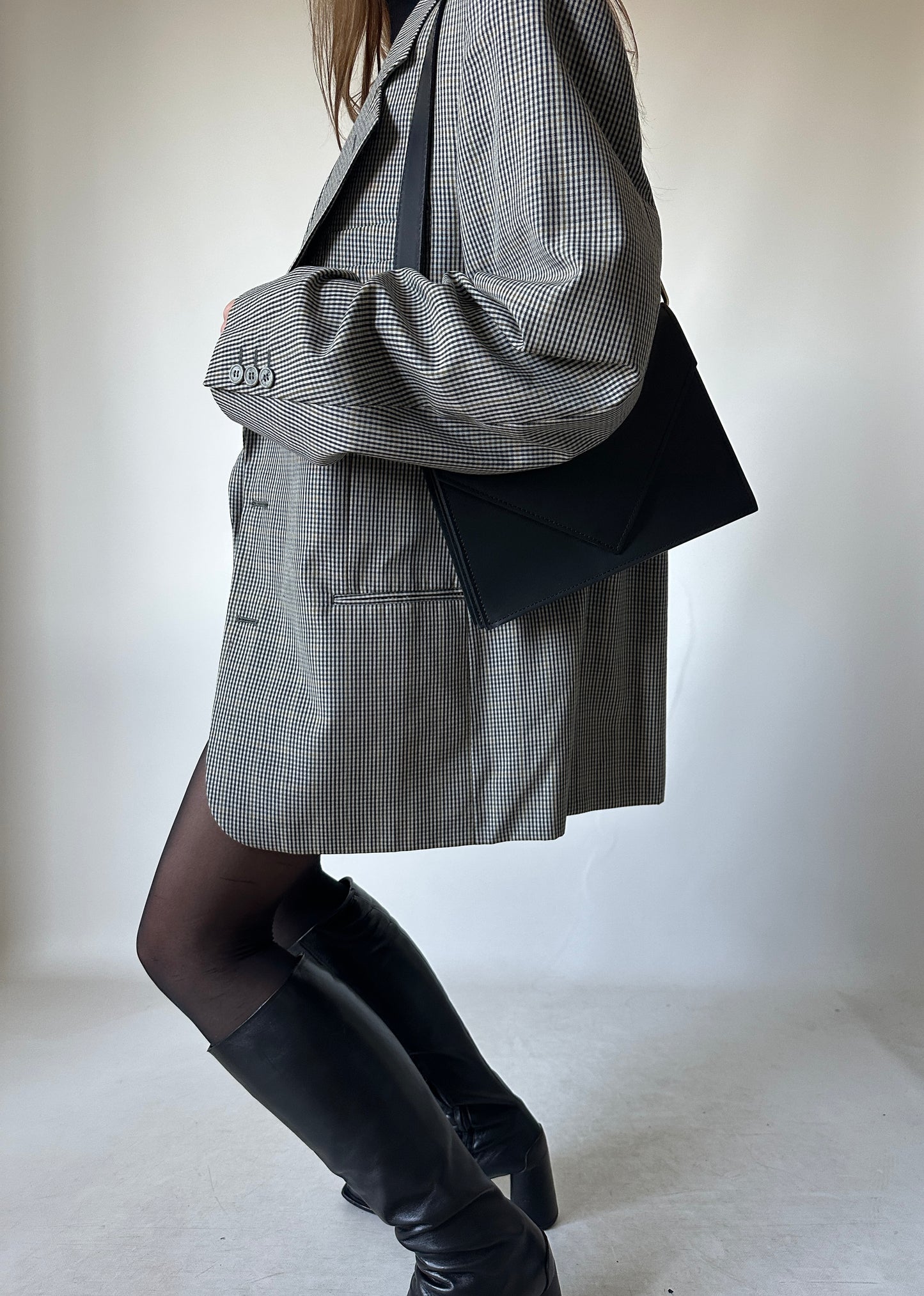 Pied de poule green oversize blazer