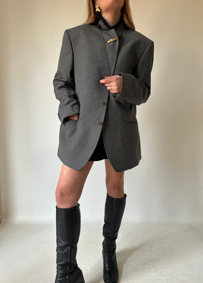 LEBOLE oversize light wool grey blazer