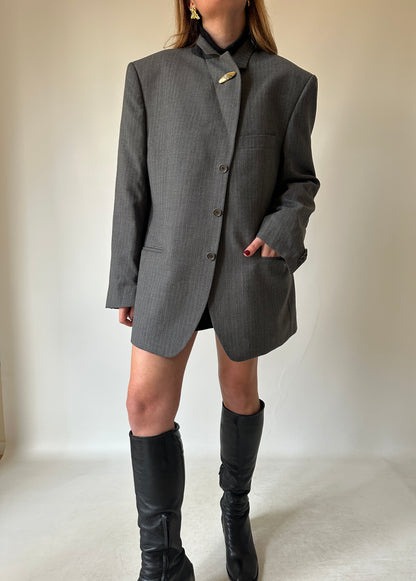 LEBOLE oversize light wool grey blazer