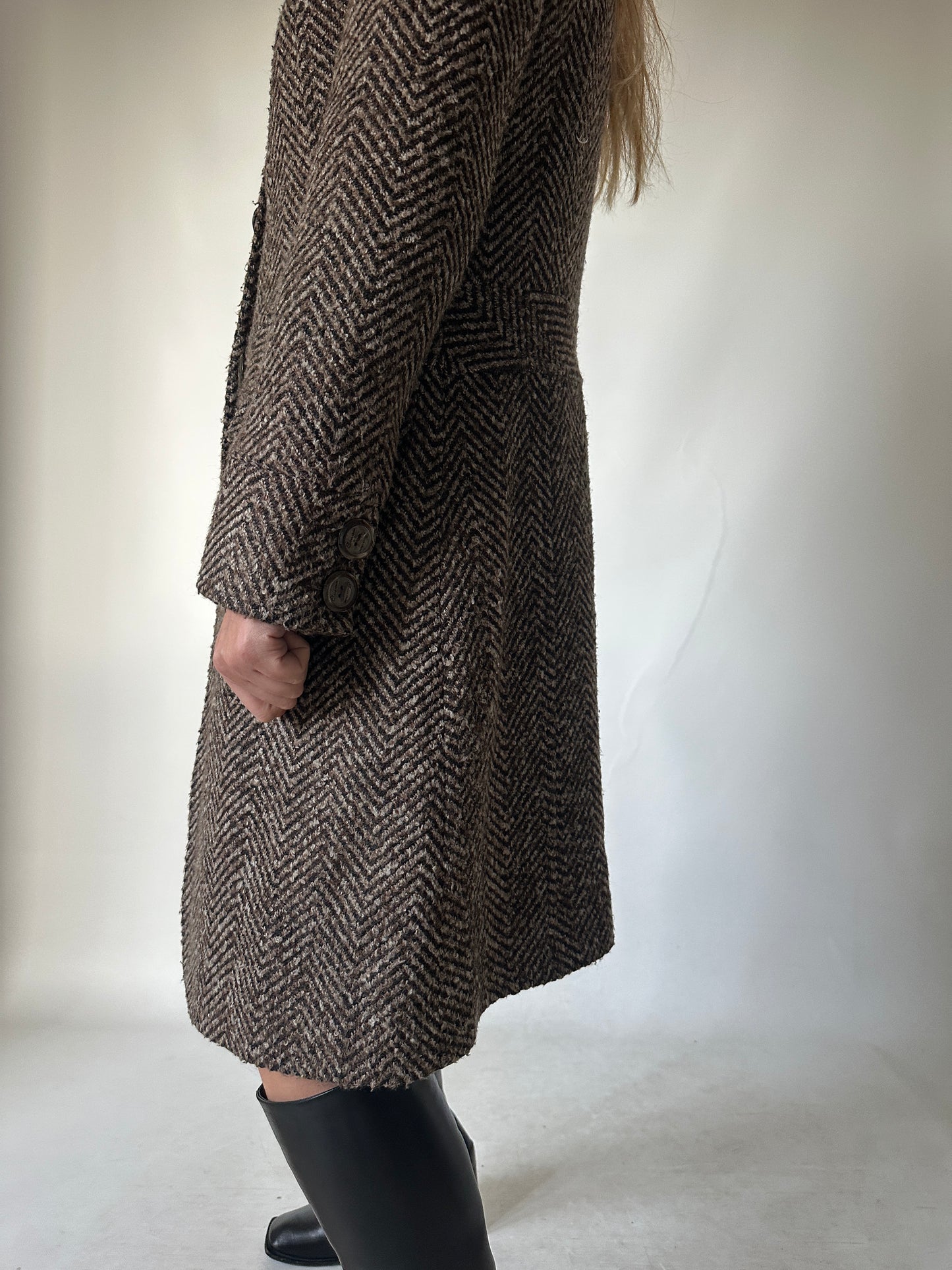 Chocolate herringbone petite coat