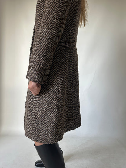 Chocolate herringbone petite coat