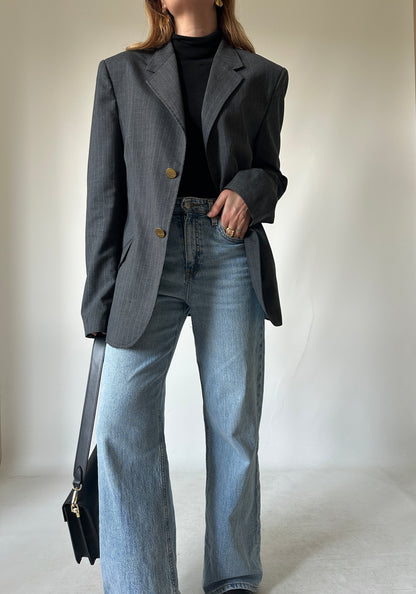 Blazer gessato in fresco lana