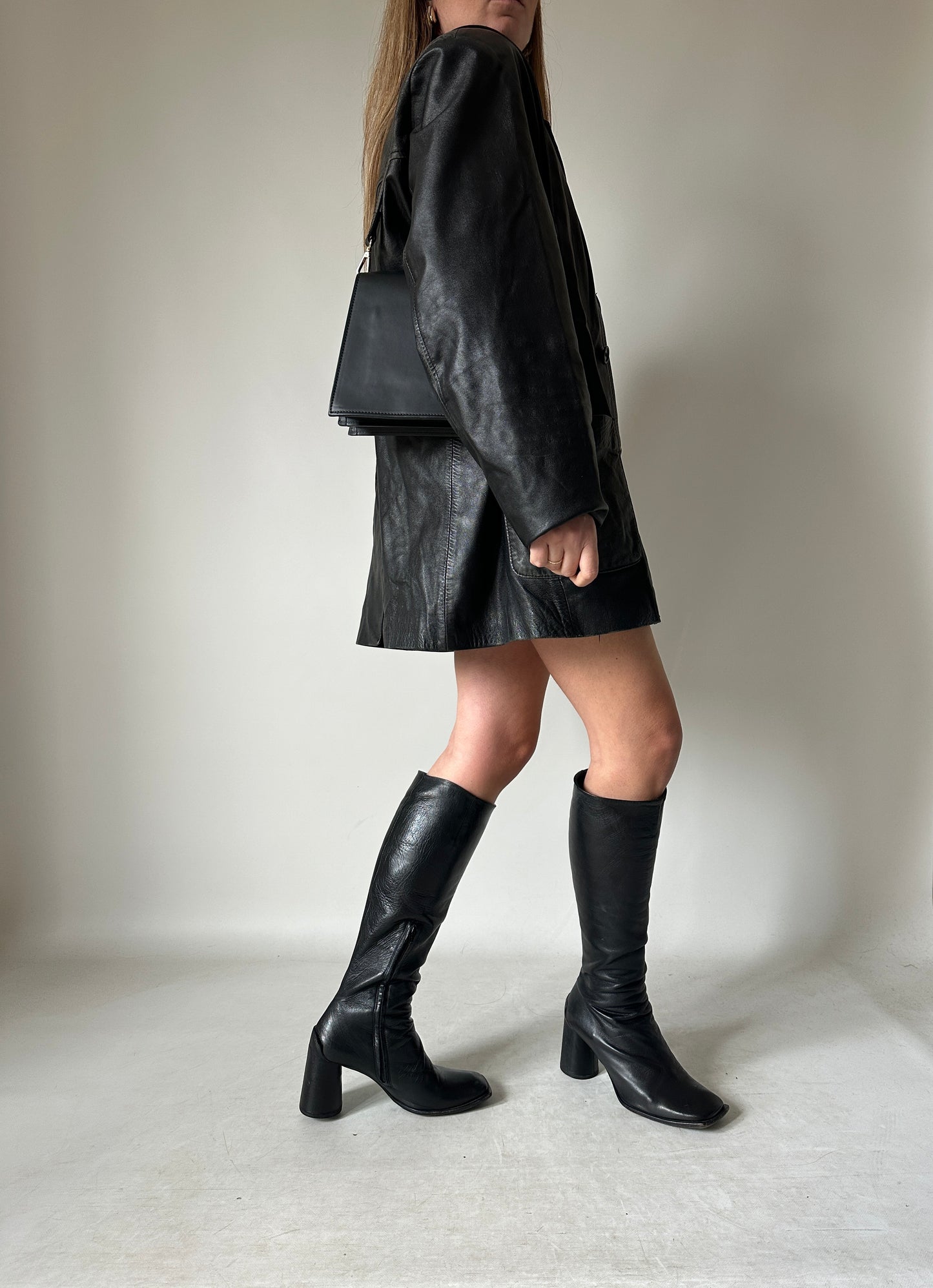 Minimal spring leather jacket