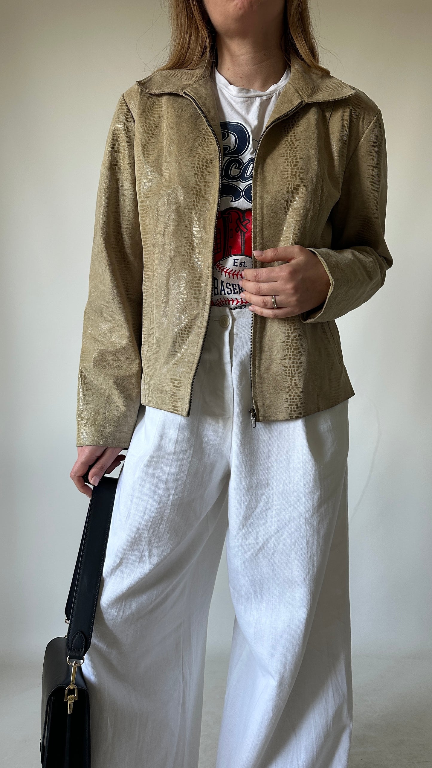 Phyton sand light leather jacket